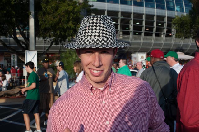 An Alabama fan in houndstooth 