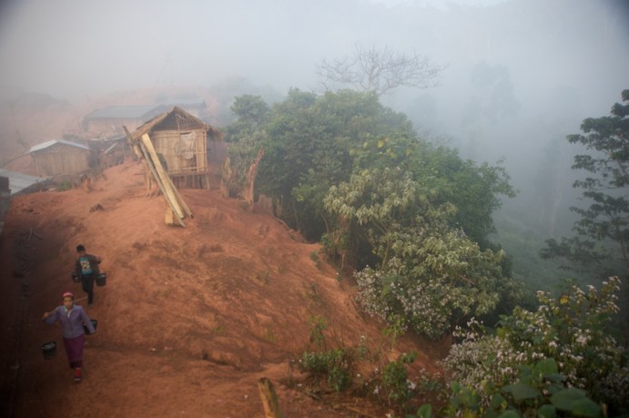 Collecting water in the morning