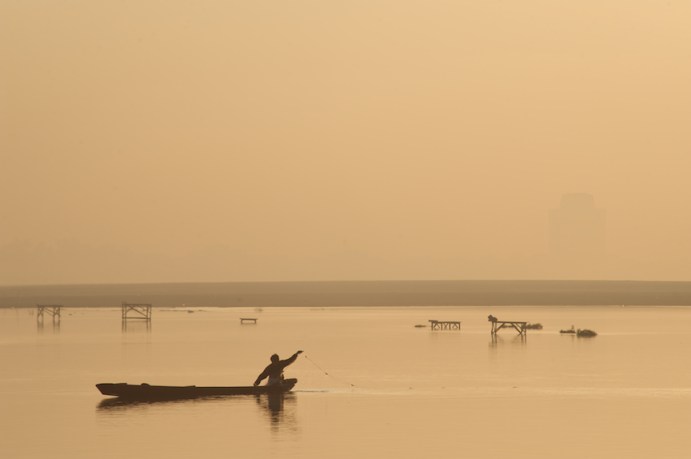 Fishing on the Mekong just outside Vientiane