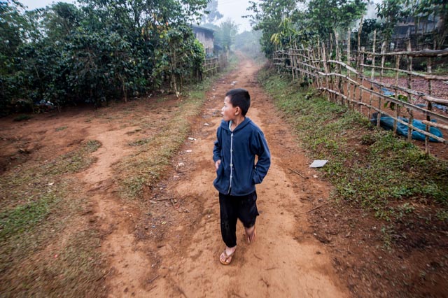 Boy on a village road