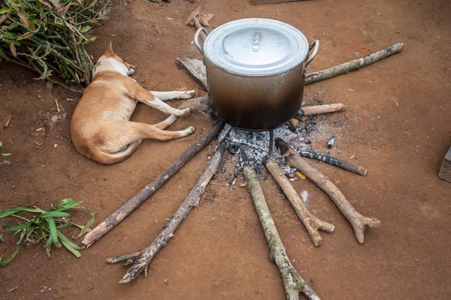 Warming up by the fire